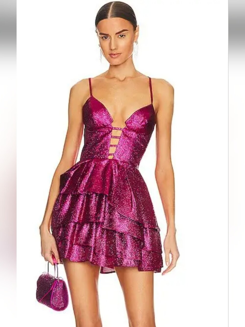 Katie May Elise Mini Dress In Metallic Pink Size XS